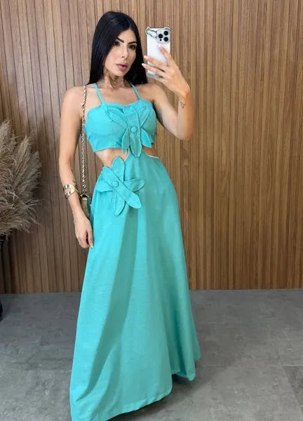 Vestido Vanessa Flower - Verde