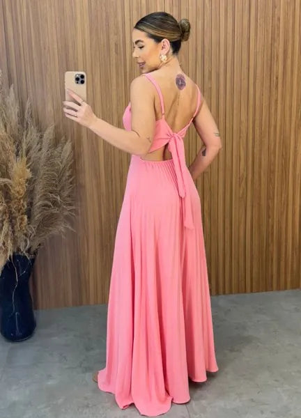 Vestido plissado Rosa - LANÇAMENTO
