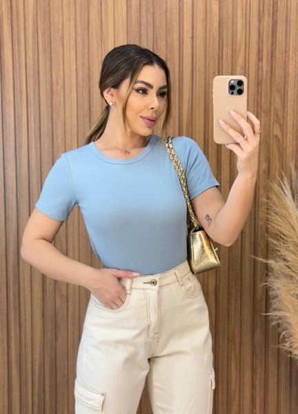 Blusa Alice Canelada - Azul