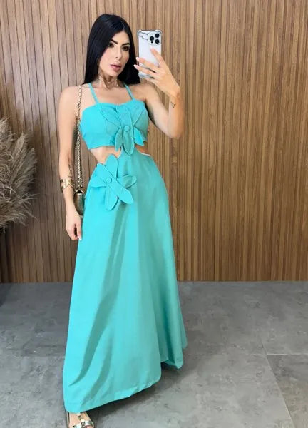 Vestido Vanessa Flower - Verde