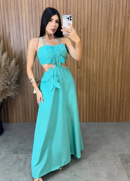 Vestido Vanessa Flower - Verde
