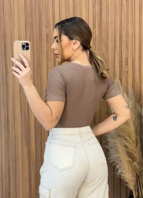 Blusa Alice Canelada - Nude