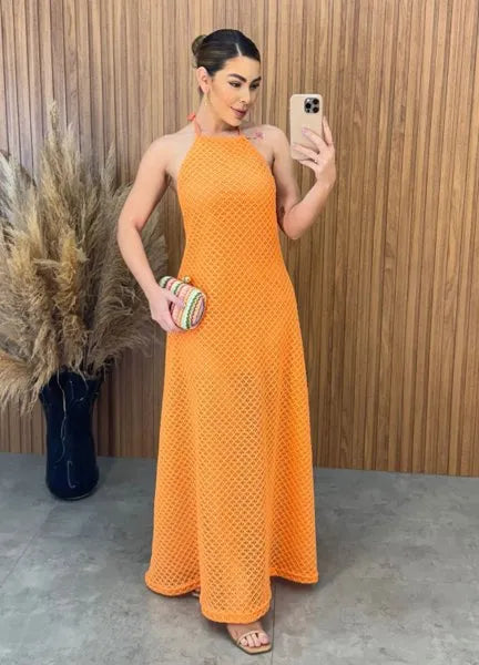 Vestido Tricot Copacabana - Laranja