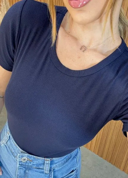 Blusa Alice Canelada - Azul Marinho