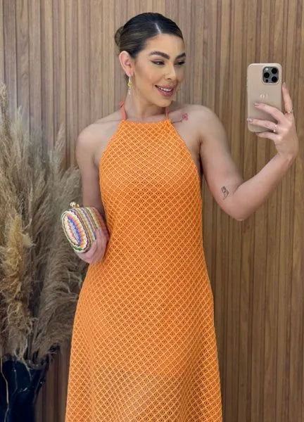 Vestido Tricot Copacabana - Laranja