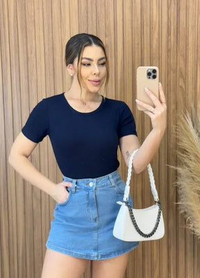 Blusa Alice Canelada - Azul Marinho