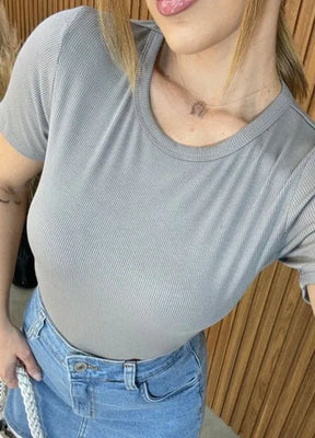 Blusa Alice Canelada - Cinza