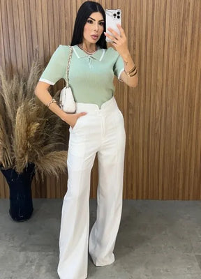 Calça Pantalona Amabel - Branco