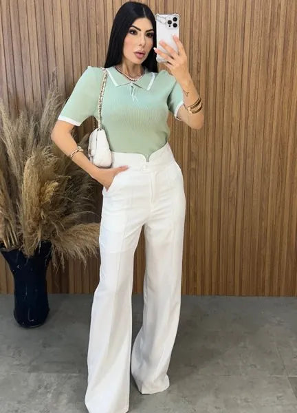 Calça Pantalona Amabel - Branco