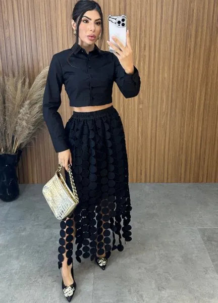 Camisa Cropped Malu Preto - LANÇAMENTO
