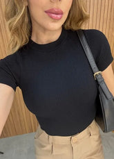 Blusa Bia Canelada Power - Preto