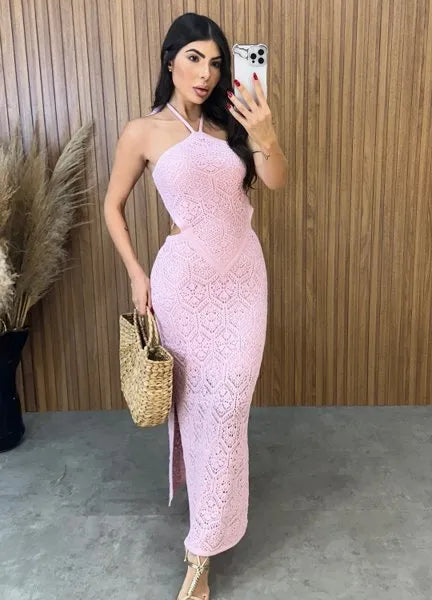 Vestido Sereia Tricot Modal - Rosa