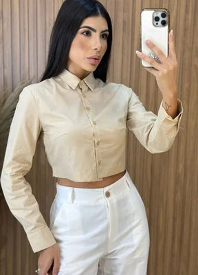 Camisa Cropped Malu Nude - LANÇAMENTO
