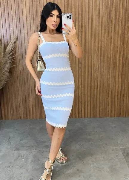 Vestido Tricot Modal Luiza - Azul