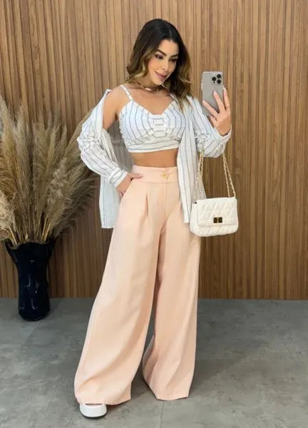 Calça Pantalona Jurerê Creme - LANÇAMENTO