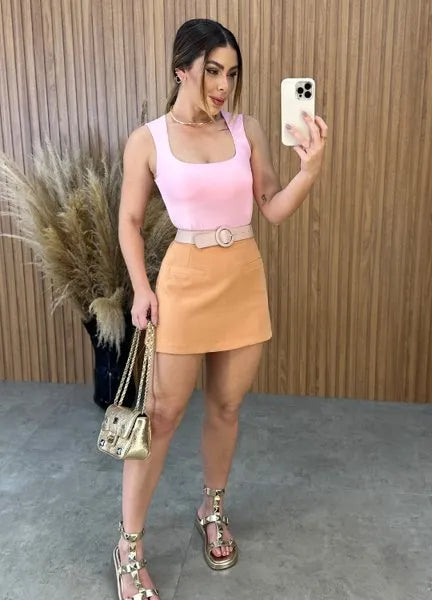 Short/Saia Melissa Alfaiataria Nude - LANÇAMENTO